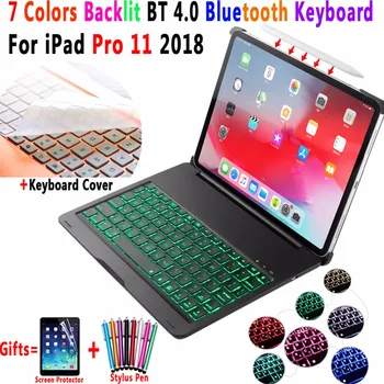 

For Apple iPad Pro 11 2018 Keyboard Case 7 Colors Backlit Aluminum Alloy Wireless Bluetooth Keyboard PC Case Cover Coque Funda