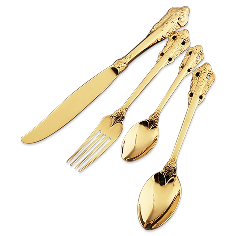 

Stainless Steel Dinner Set Cutlery Steel Fork Set Stainless Fork Set Western-Style Retro Tableware Golden Silver Vintage Gift