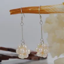 925 серебряные серьги с натуральным пресноводным жемчугом, модные ювелирные аксессуары, ювелирные изделия в форме шара, 100 пар/лот