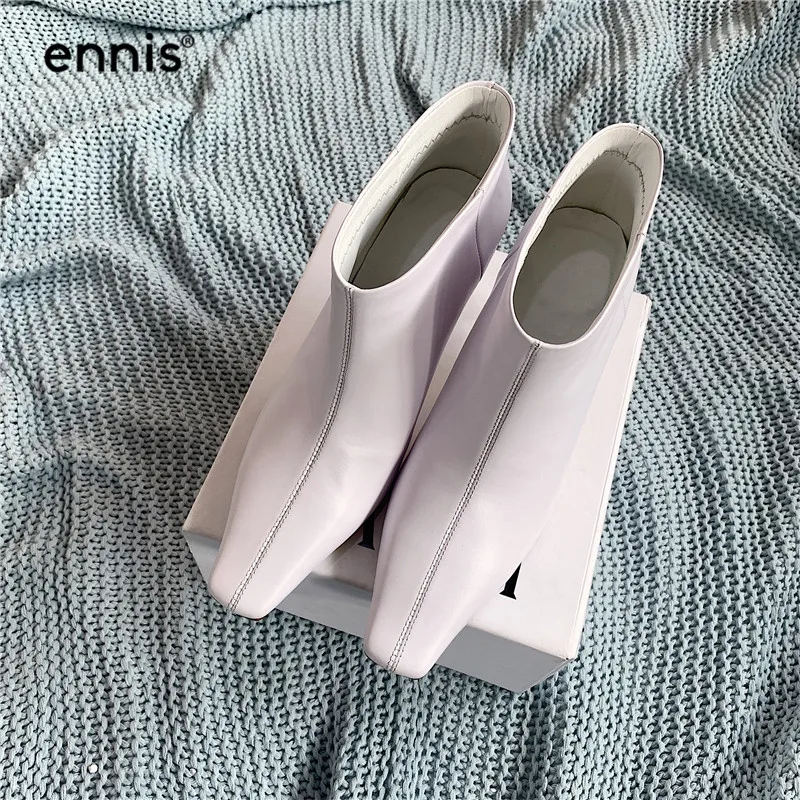 ENNIS/; женские ботинки на высоком каблуке; обувь с острым носком; женские полусапожки из натуральной кожи; мягкие ботинки-лодочки без застежки; сезон осень-зима; A971
