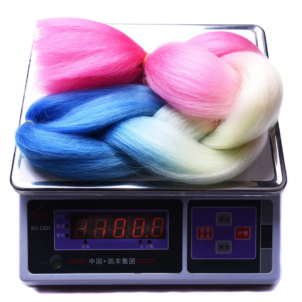 Sallyhair синий фиолетовый розовый светлые красочные высокое Температура синтетические jumbo косы ombre плетение Химическое наращивание волос