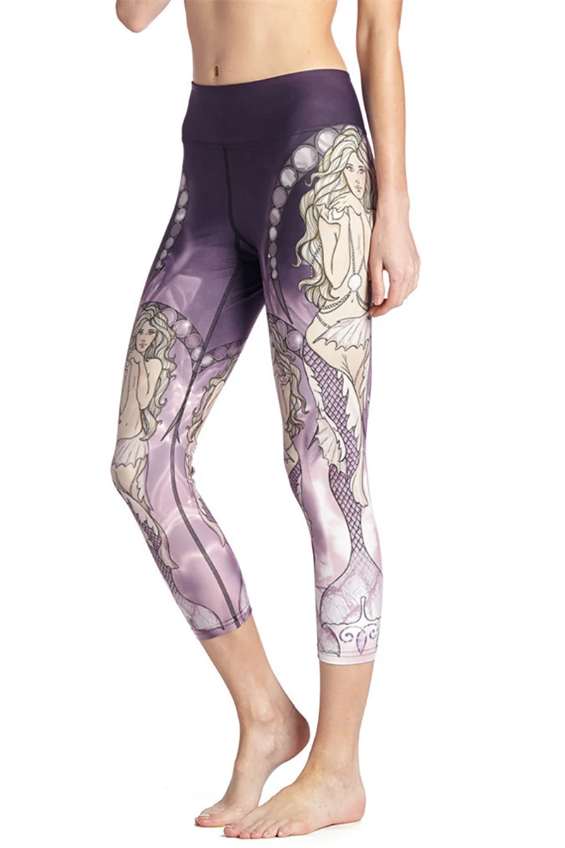 Women Mermaid Princess Print Fitness Exercise Leggings Women Mermaid Princess Print Fitness Exercise Leggings