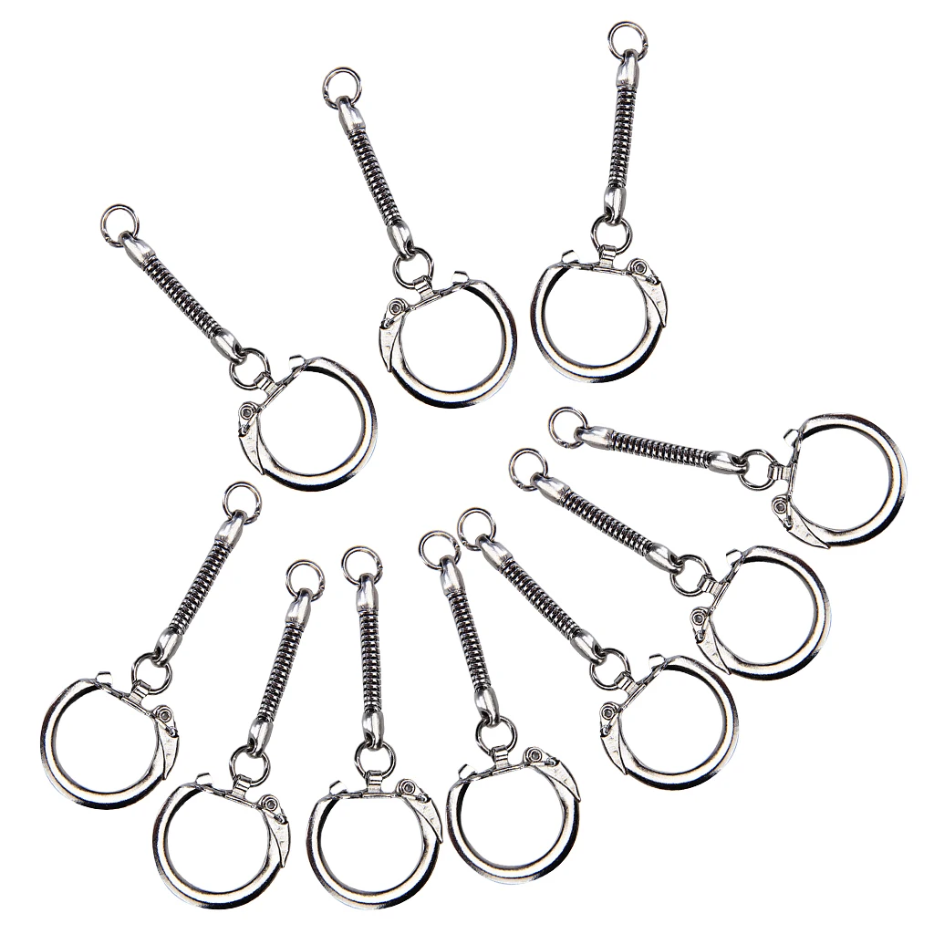 10x Silver  Chain Key Ring Key Chains Bag Charm Nickel Plated