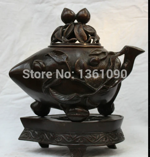 

xd 00394 China Chinese Dynasty Palace Bronze 3 Part Peach Tree Incense Burner Censer