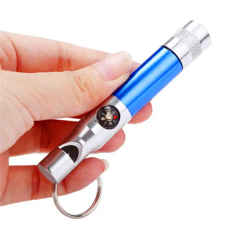 3-In-1 Keychain Flashlight Compass Whistle Camping Survival Hiking Tool powerful led flashlight  random color #4S6 (4)