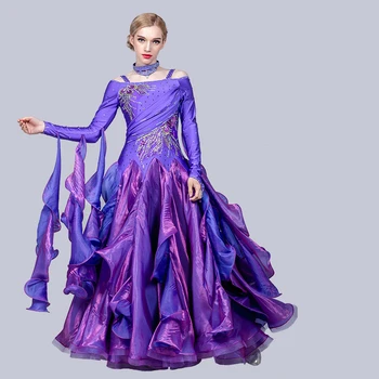 

Ballroom Dance Competition Dresses Ladies Costume Swing Long Waltz Dress Ballroom Dance Group Performance Stage Costume BL1732