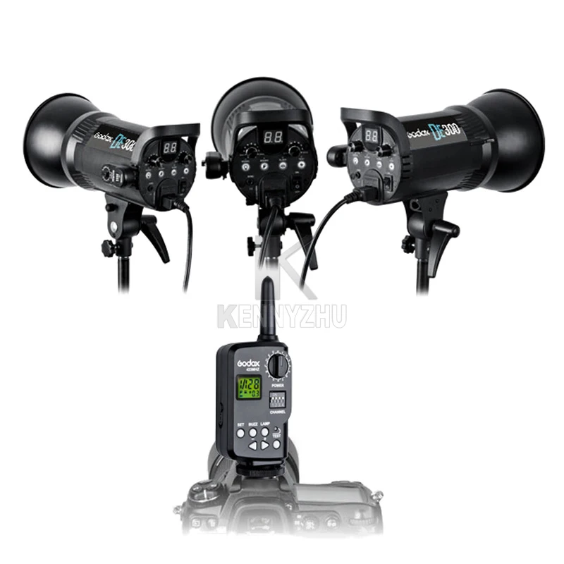 

By DHL 110V/220V Godox DE300 900W /3x 300WS Studio Flash Light Strobe Lighting Kit + FT-16 Wireless Remote Trigger + 3x Receiver