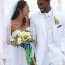 Остроконечные лацканы Белые две кнопки Мода Тонкий FitTerno Masculino Custume Homme высокого качества костюм для жениха последний дизайн