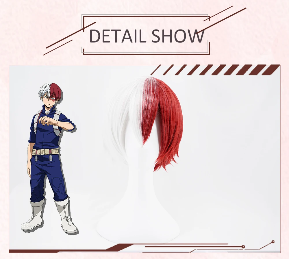 AniHut Shouto Todoroki Boku No Hero Academy парик для косплея короткий красный/белый аниме мой герой Academy парик для косплея Todoroki Shoto волосы