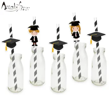 

Graduation Theme Party Straws Boy Girl Students Paper Straws Birthday Graduation Event Party Decorations Supplies