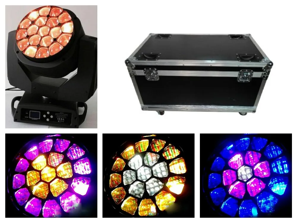 

2pcs/lot+flightcase, Zoom LED Moving Head Bee Eyes Osram 19x15W RGBW 4in1 LED Quad Beam Lights b eye dmx