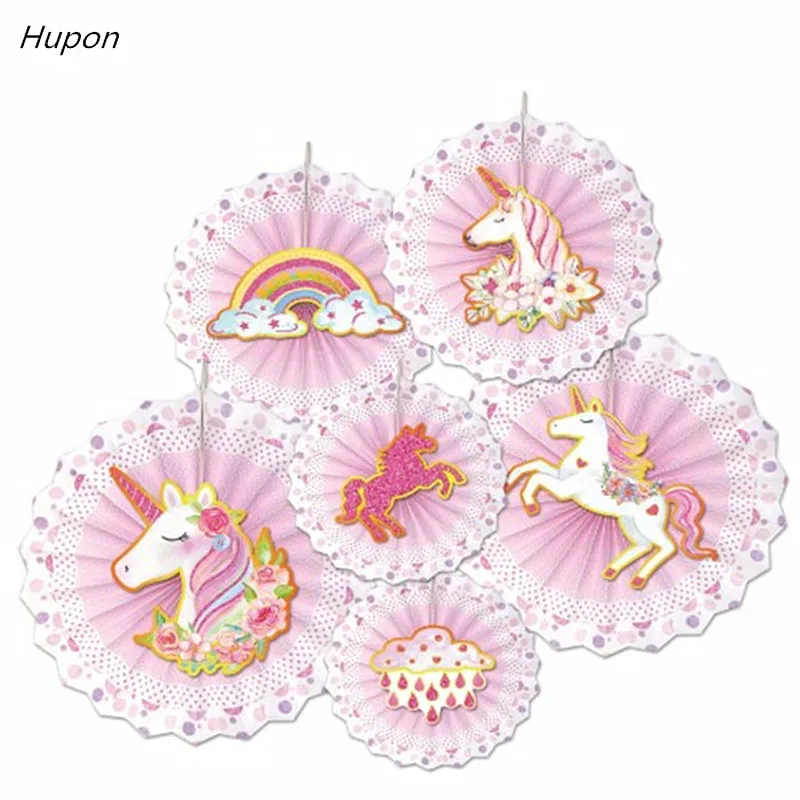 

6pcs Unicorn Paper Fans Crafts for Party Decorations DIY Hanging Tissue Paper Flowers Wedding Birthday Party Festival Supplies