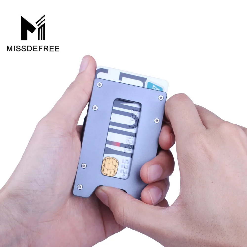 Minimalist Aluminum Slim Wallet for Men & Women Carbon Fiber Front Pocket Key Coin Case & Credit Card Holder RFID Blocking