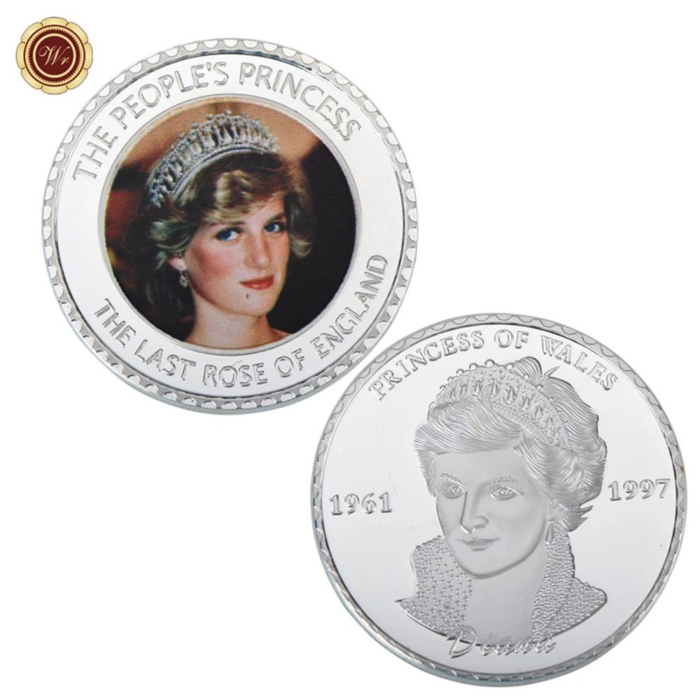 

WR Creative Birthday Gifts the Princes of Wales 1961-1997 Commemorative Colored Metal Coin 1 oz Silver Plated Coin