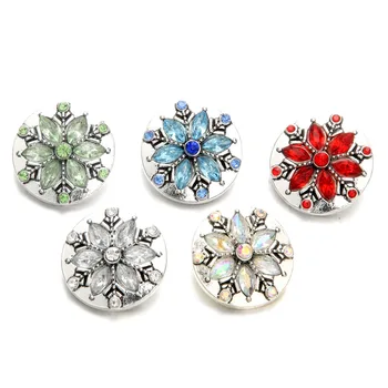 

New 20pcs/lot Snap Jewelry Crystal Flower Ginger 18mm Snap Buttons for Women Leather 18mm Snap Bracelets Bangles