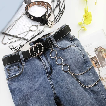 

Silver Pin Buckle Belts Women Leisure Jeans Metal Waistband Chain Ladies New Concave Shape Belt Chic Black Waist Accessories