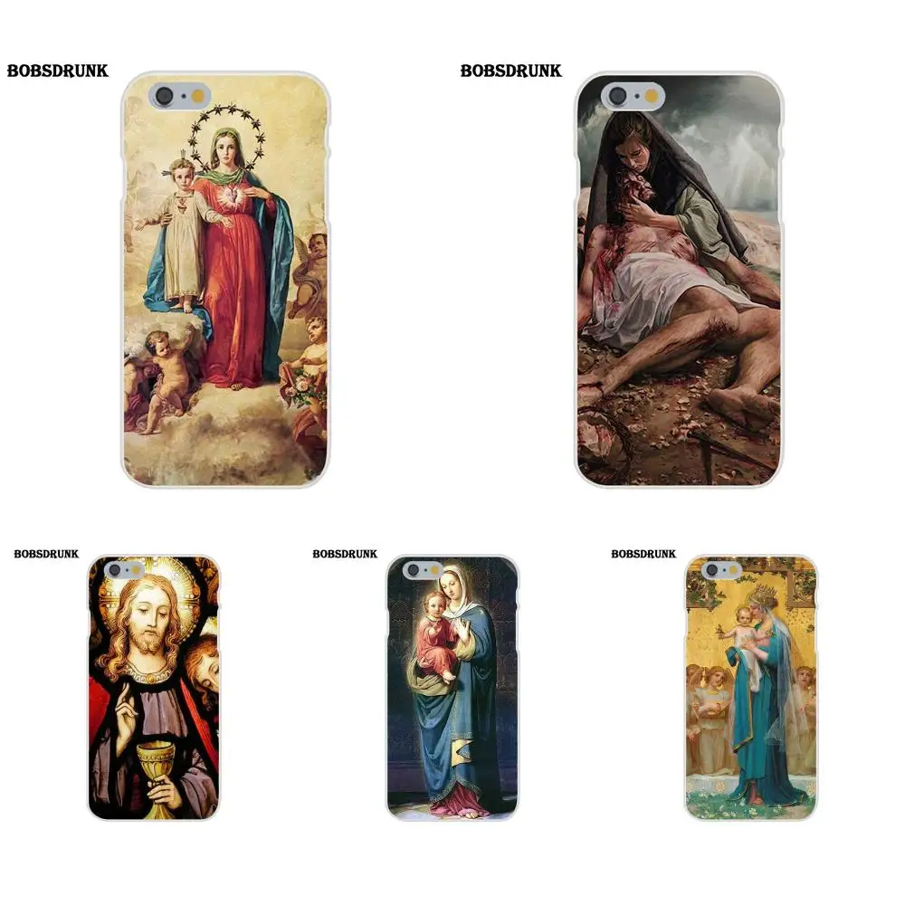 

EJGROUP Soft Silicone TPU Transparent New Style Virgin Mary Christ Jesus For iPhone 4 4S 5 5C SE 6 6S 7 8 Plus X