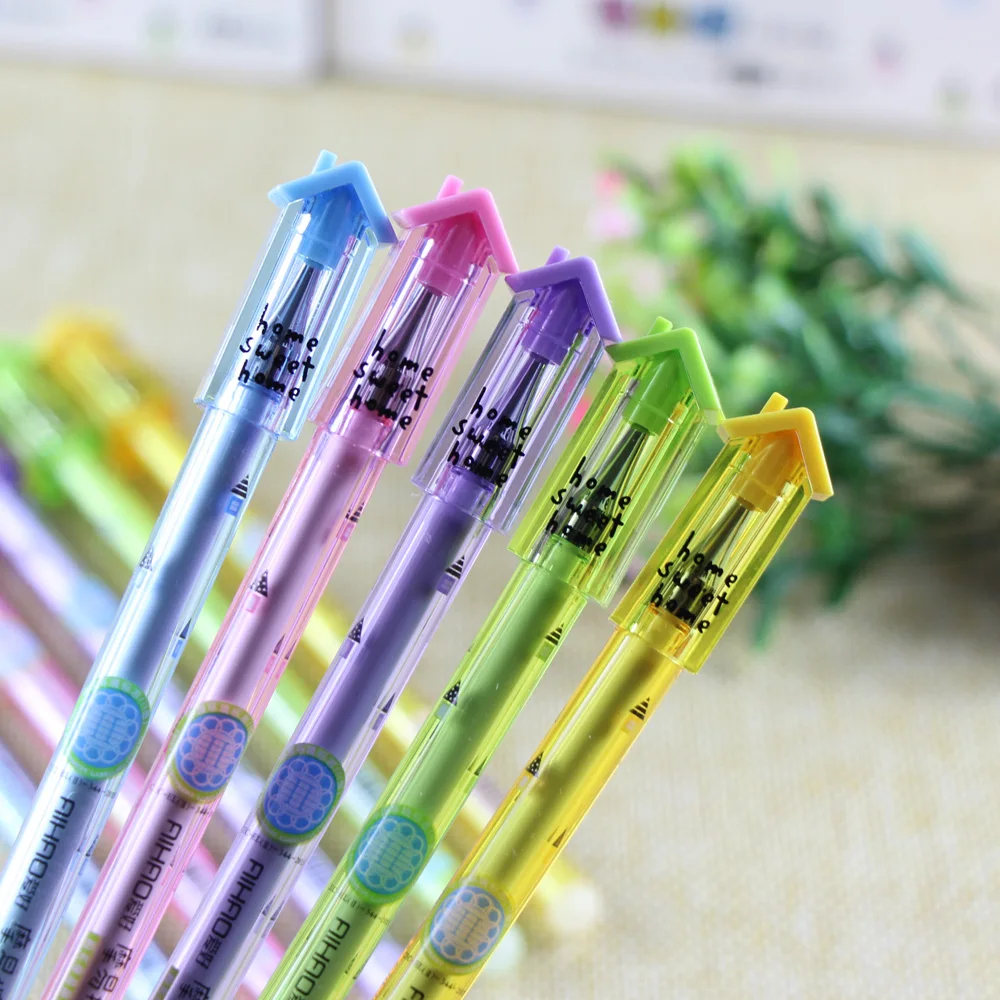 X25 2X Cute LIttle House Cap Erasable Gel Pen Writing Signing Pen