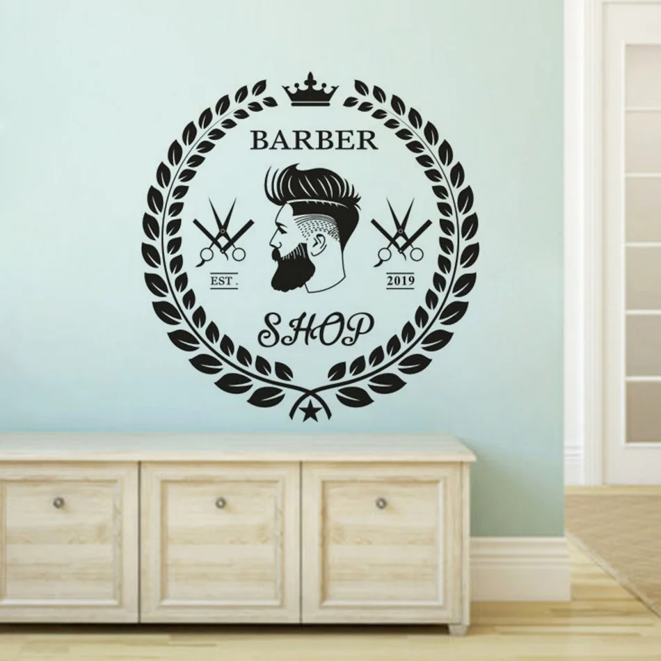 

Haircut Style Wall Sticker Barber Beard Face Vinyl Wall Decal Hair Cut Tools Window Decal Hair Salon Barbershop Decoration AZ066