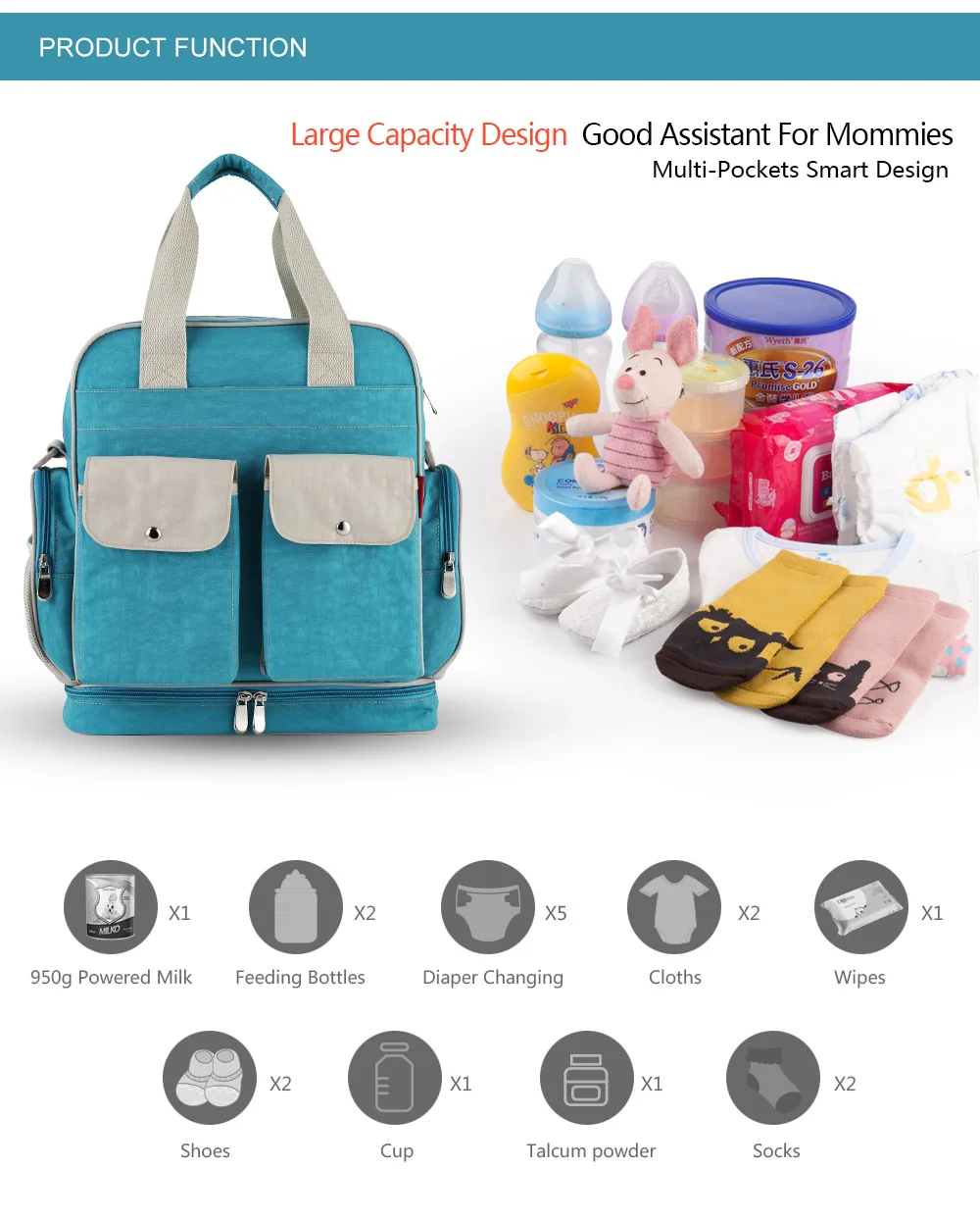 Многофункциональный пеленки мешок для мамочек маленьких подгузник сумка рюкзак большой Ёмкость Мумия сумка для пеленания коляска ремни