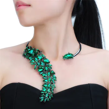 

Fashion Jewelry Acrylic Glass Choker Collar Statement Bib Pendant Green Necklace