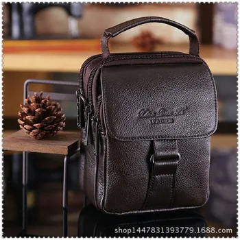 

040718 new hot man small leather shoulder bag male mini flap bag