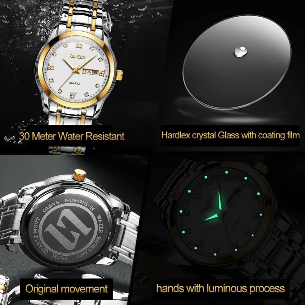 Horloges Mannen Роскошные наручные часы для мужчин из нержавеющей стали мужские s часы Авто Дата кварцевые мужские наручные часы светящиеся Relojes часы