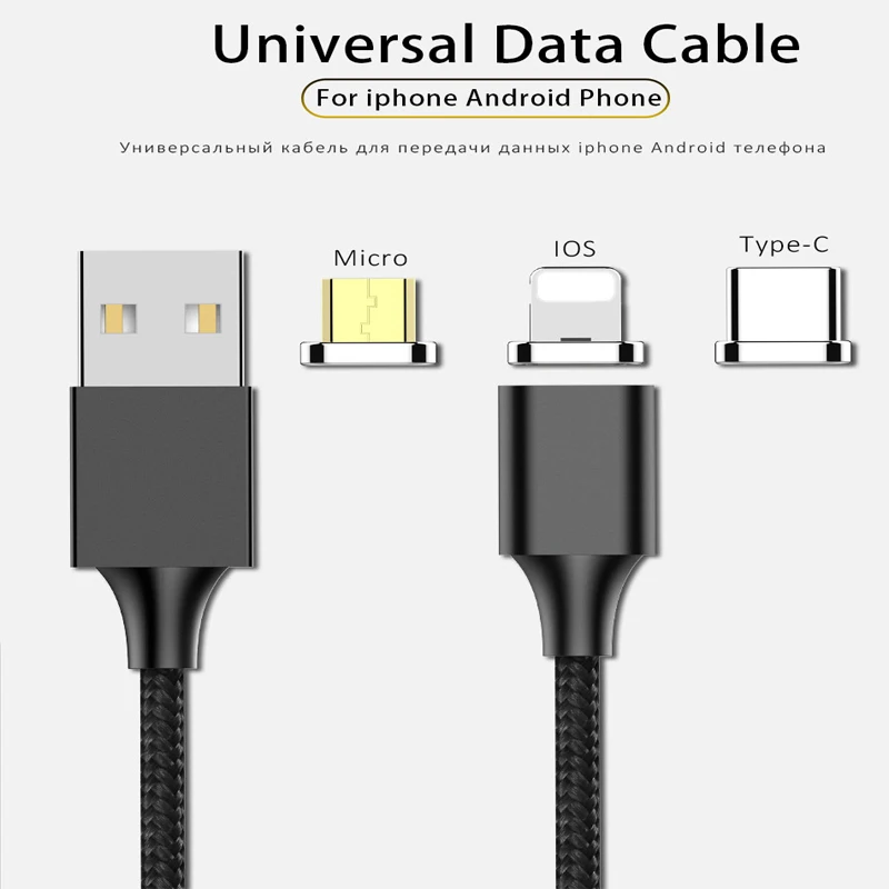 3 في 1 LED المغناطيسي شحن الكابلات 1 M الإضاءة ل فون X 7 8 6 5 ل البرق فون /المصغّر usb/نوع C المغناطيس شحن
