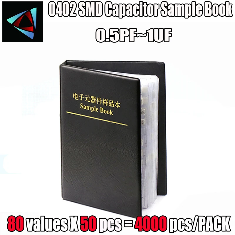 0402 сборник образцов SMD конденсаторов 80 ценностей 50 шт. = 4000 пФ ~ 1 мкФ набор в