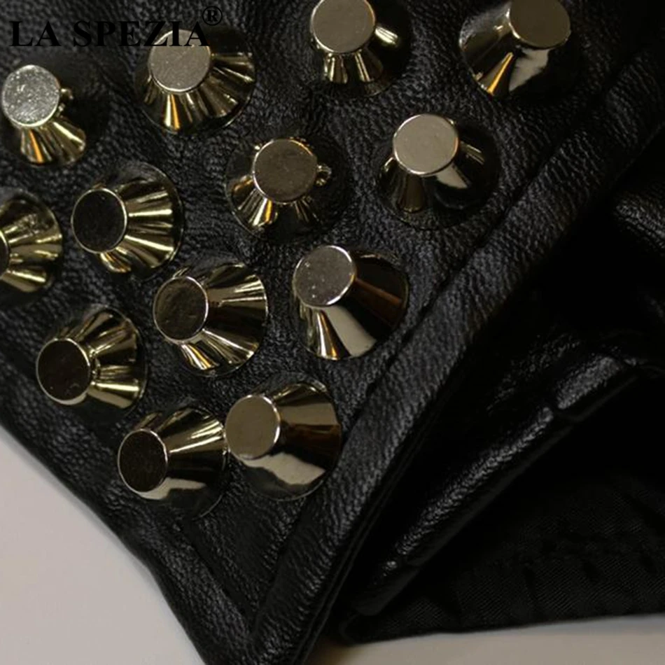 LA SPEZIA Punk Vest Men Biker Black Hip Hop Slim Fit Waistcoat With Belt Male Leather Rivet Zipper Motorcycle Sleeveless Jacket