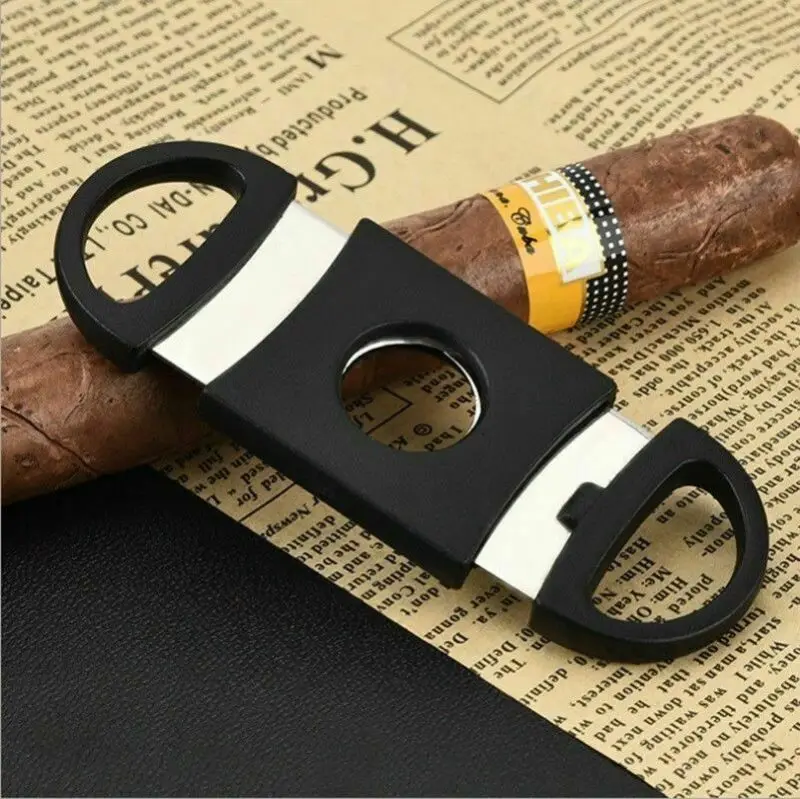 

Cigar Cutter Stainless Steel Double Blades Guillotine Pocket Scissors Tools