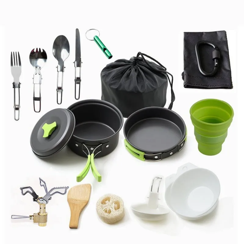 

16 Pieces Outdoor Camping Cookware Set Non-stick Picnic Cooking Set Hiking Camping Tableware Equipment 1-2 Persons Camping Kit