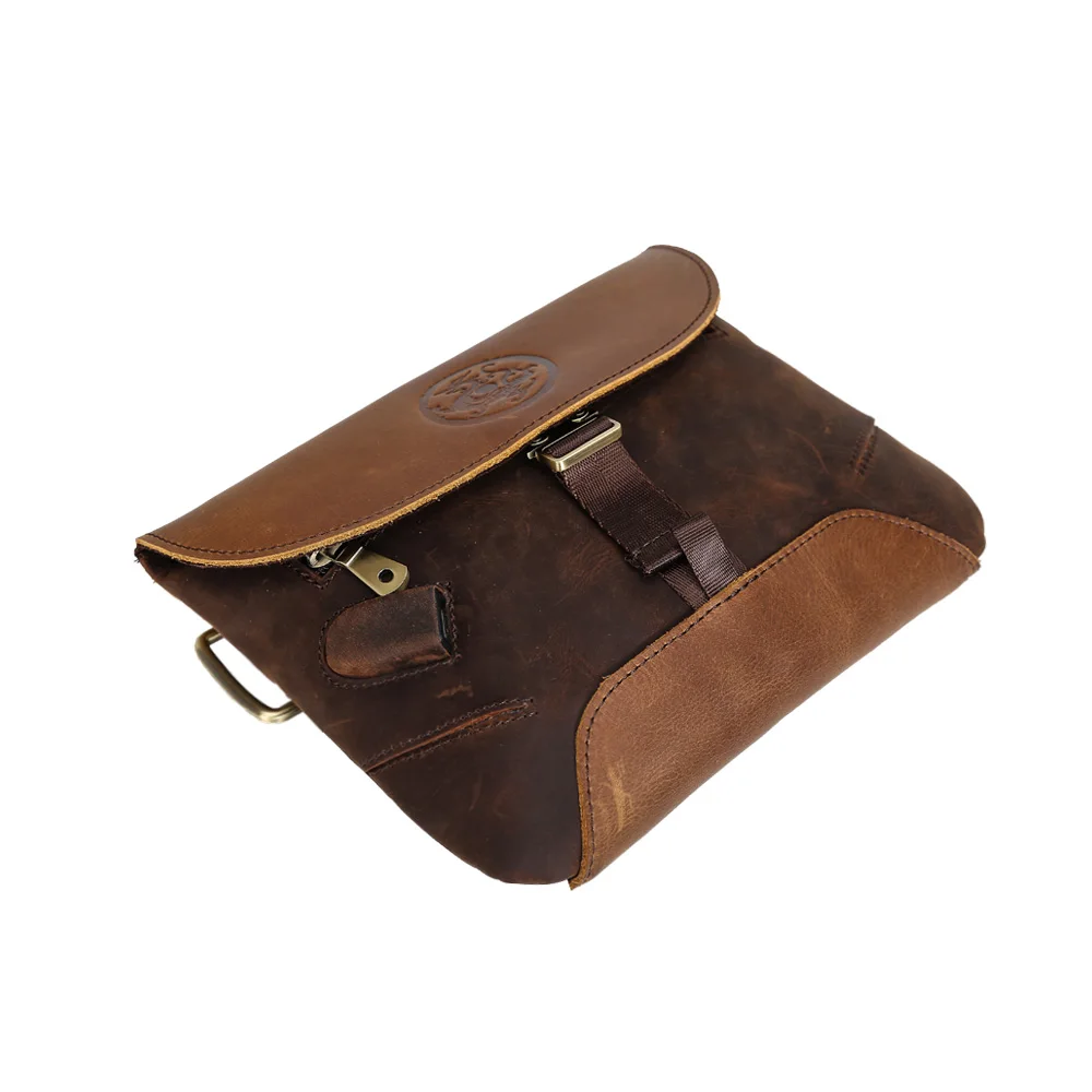 Tiding Мужская Дизайнерская поясная сумка из натуральной кожи в повседневном стиле поясная сумка-пояс поясная сумка маленький нагрудный Рюкзак коричневый 4680