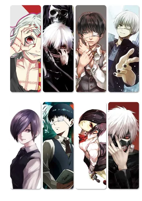 8pcsset pvc bookmarks of anime tokyo ghoul kaneki ken