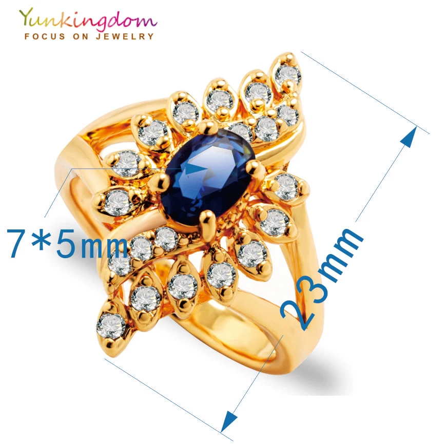 Женское кольцо с голубым кристаллом Yunkingdom уникальный дизайн на годовщину