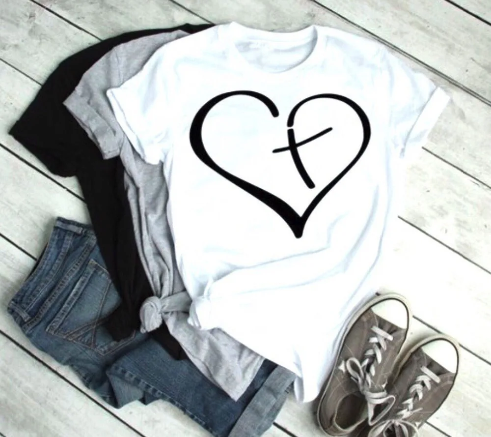

Blessed Heart Cross In Heart T Shirt Christian Grunge Tumblr Aesthetic Religion Jesus Unisex Street Style Quote Tee Tops