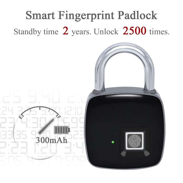 Smart Fingerprint Padlock Biometric USB charge Waterproof Lock with Finger Print Security Touch Keyless Lock Long Standby Time