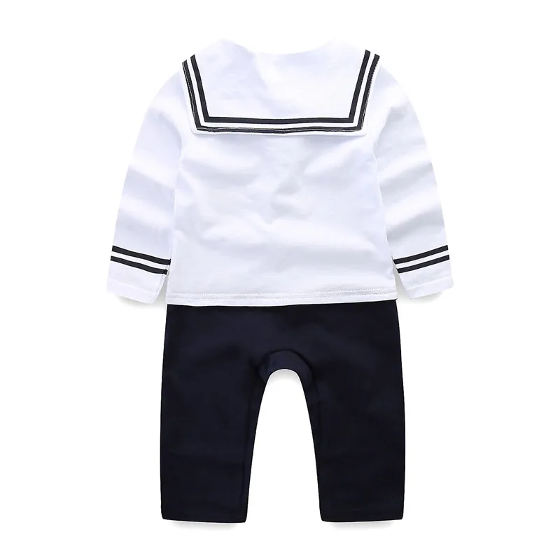 Mudkingdom Baby Boys Romper Sailor Costume Jumpsuit Overal One-piece Garment Long-sleeved