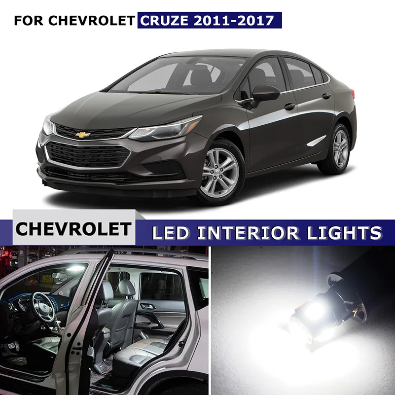 

12pcs Canbus LED Interior Light Bulbs Kit Package For 2011-2017 Chevy Chevrolet Cruze Interior Package Kit License Plate Lamp