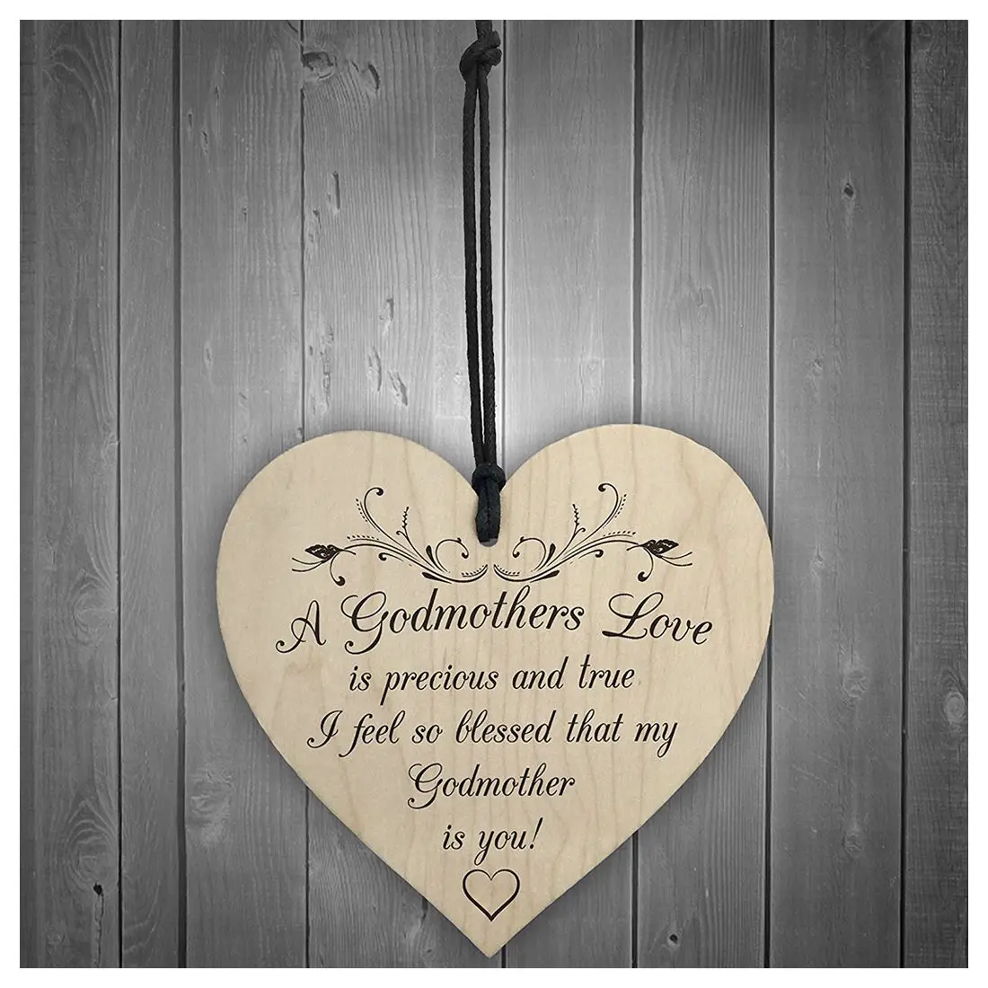 Venta caliente bendecido con madrinas amor colgante de madera corazón placa señal de día de las madres regalo