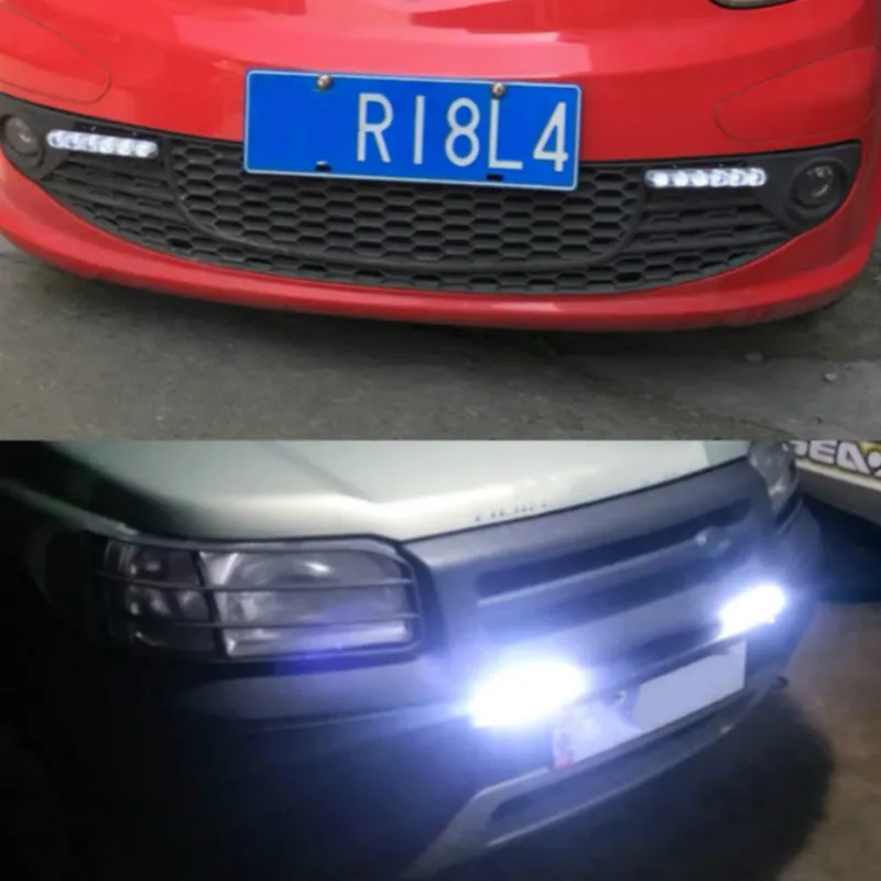 JURUS Universal 12V 2Pcs 6LED Daytime Running Light DRL Led Flowing Turn Signal Lights Day Light Auto Driving Light White Yellow