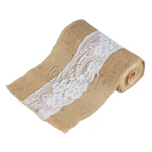 10 шт. винтажные брезентовые чехлы на стулья 6 ''x 94'' лента из мешковины ручной работы с кружевной галстук-бабочка для вечерние деревенская Свадебная вечеринка Декор