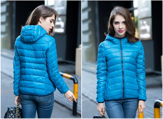 Fitaylor kobiety ultra lekki dół kurtki podwójne boczne dwustronne kurtki plus rozmiar 4XL Feather Kurtki Kobiety z torba podróżna -
