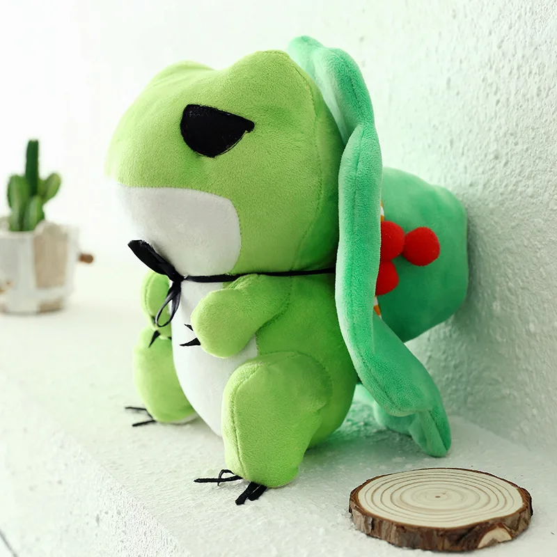 green stuffed frog toy