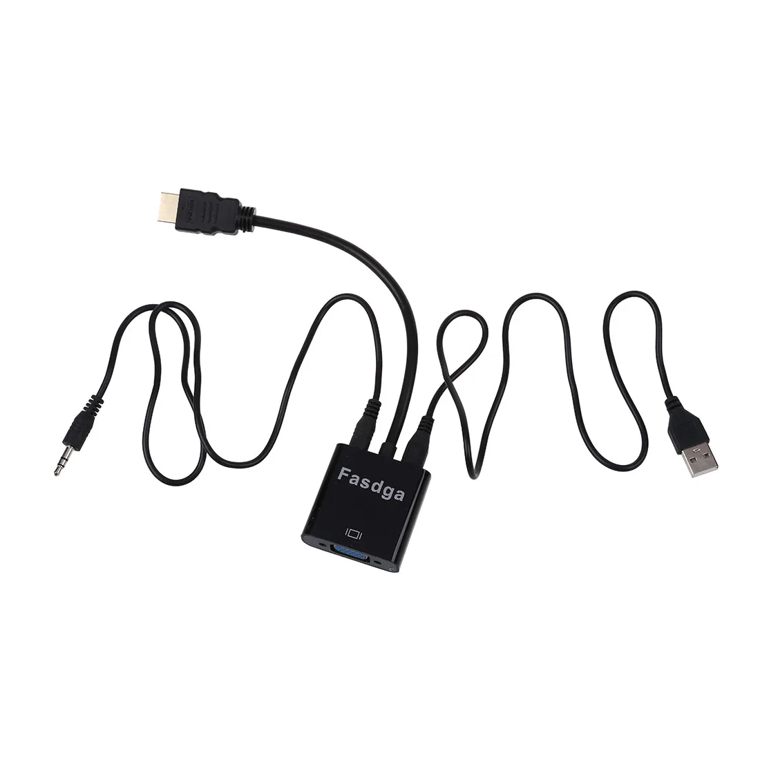 Fasdga 1080 P HDMI to VGA с аудио конвертер адаптер USB Мощность видео кабель черный| |
