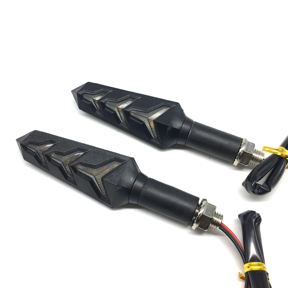 2pcs Motorcycle Water Flowing  LED Turn Signals Blinker Lights Built Relay Bendable Tail Flasher Indicator Lamp