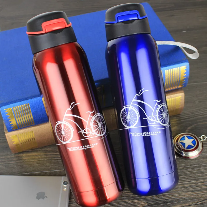 500ML Thermos Vacuum Flasks Sprorts Bottle With Straw Stainless Steel