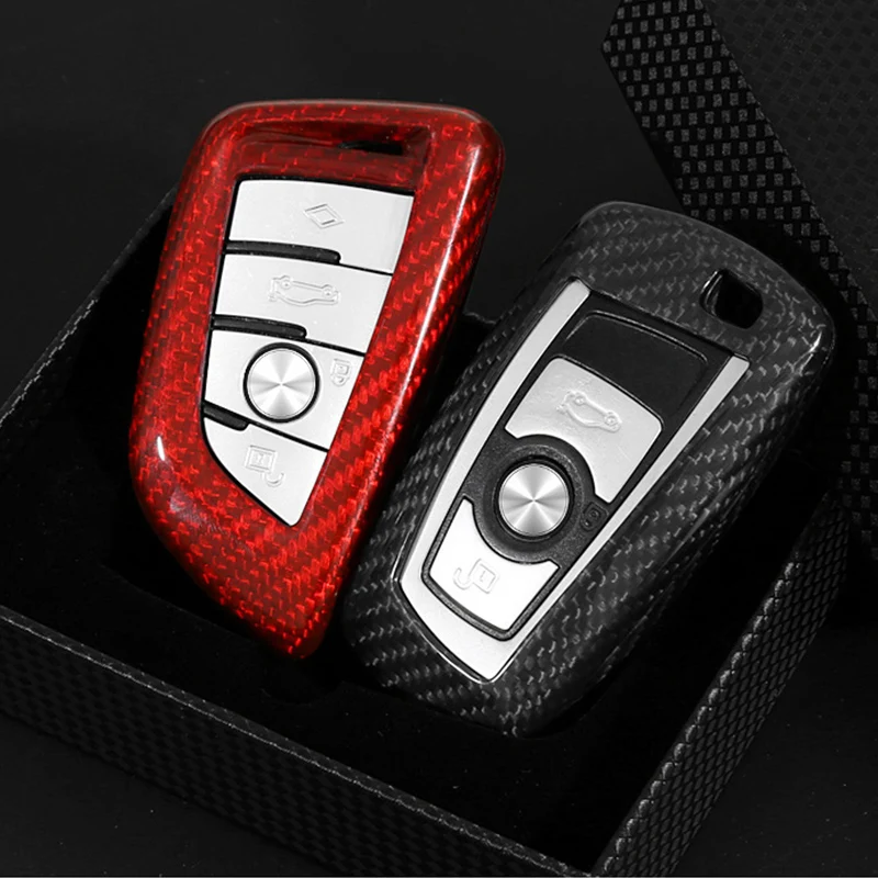 Car Styling Carbon Fiber Car Key Case For BMW 1 2 3 4 5 6 7 Series X1 X3 X4 X5 X6 F30 F34 F10