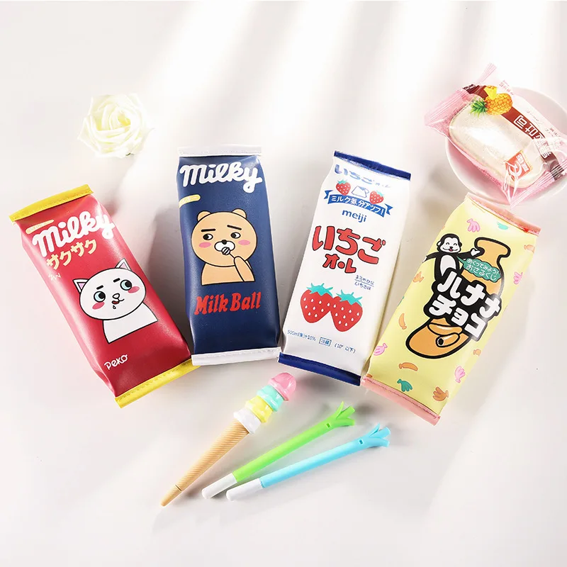 

Kawaii Pencil Case Leather School Supplies Bts Stationery Gift Estuches School Cute milky Pencil Box Pencilcase Pencil Bag