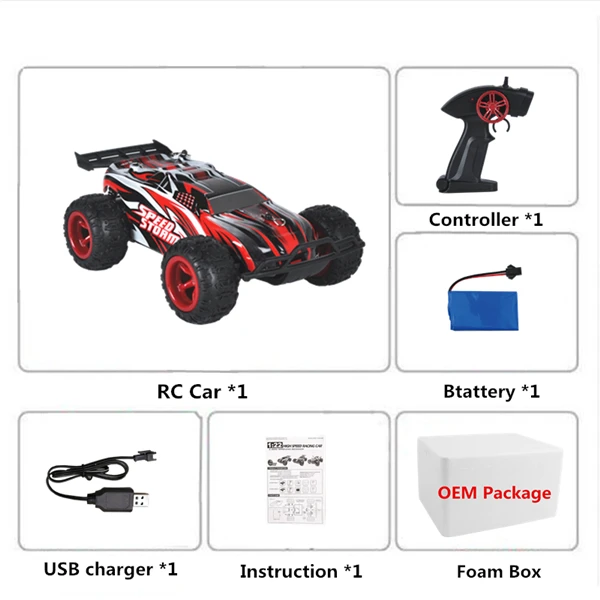 Радиоуправляемая машинка на радиоуправлении, светодиодные игрушки для детей, для мальчиков, внедорожная машина на дистанционном управлении, автомобиль машины на Qadio, автомобиль 1:22, 2,4G, 2WD - Цвет: Red 1B Foam Box